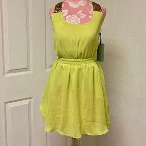 F21 Neon Green Cinched Mini Dress